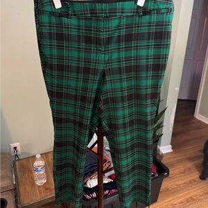 Lane Bryant Black and Green Plaid Pants